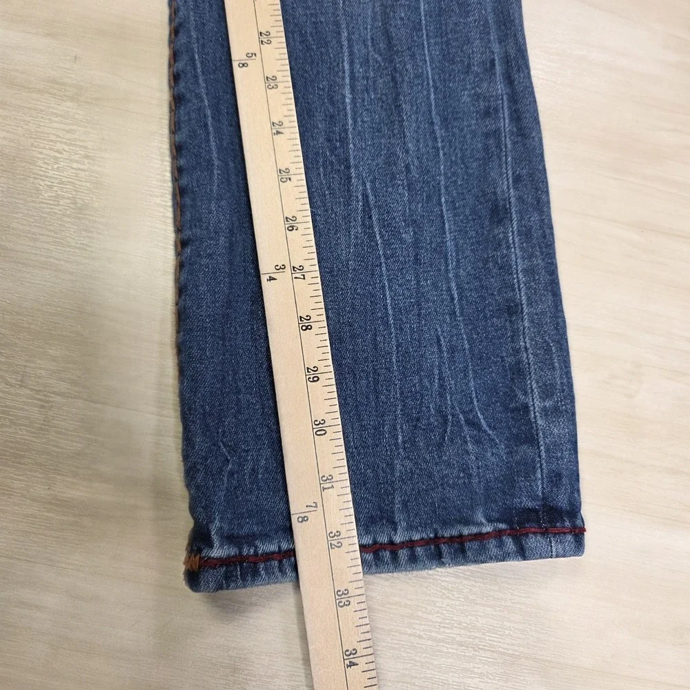 True Religion Ricky Super T Flap Jeans Size 31 Thick Red Contrast‎ Stitch USA